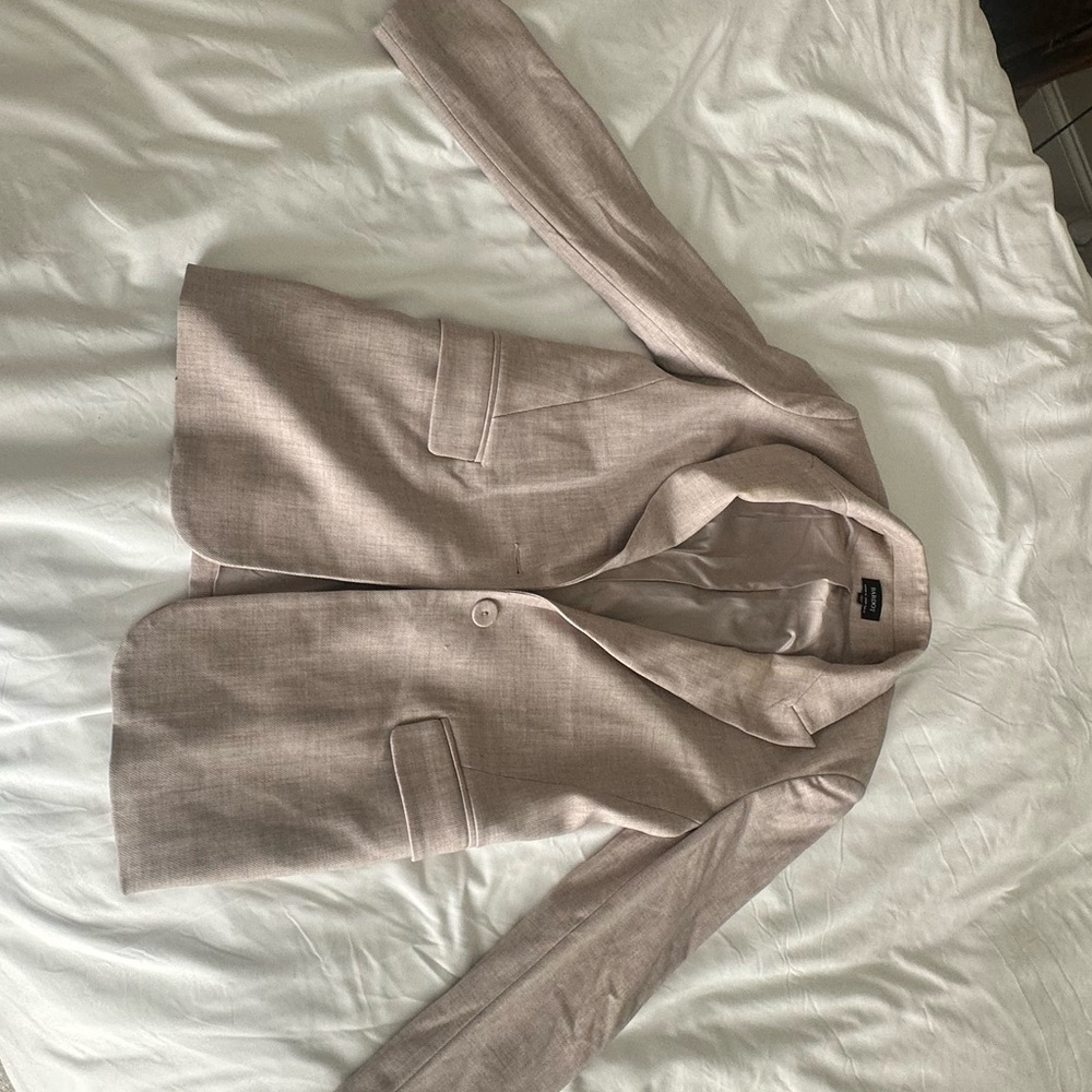 Tan Bardot oversized blazer